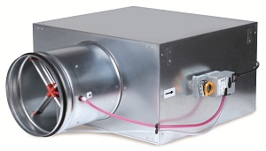 Systemair Optima-RS. Регулятор змінної витрати повітря з круглим вхідним і прямокутним вихідним отворами.